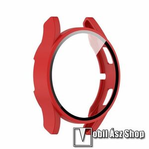 Okosóra műanyag védő tok / keret - PIROS - 9H edzett üveg előlap védő is! - SAMSUNG Galaxy Watch4 44mm (SM-R870) kép