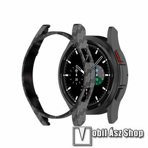 Okosóra műanyag védő tok / keret - FEKETE KARBON MINTÁS - SAMSUNG Galaxy Watch4 Classic 42mm (SM-R880) kép
