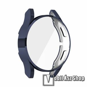 Okosóra szilikon védő tok / keret - GALVANIZÁLT ÉJKÉK - Szilikon előlapvédő is! - SAMSUNG Galaxy Watch4 44mm (SM-R870) kép