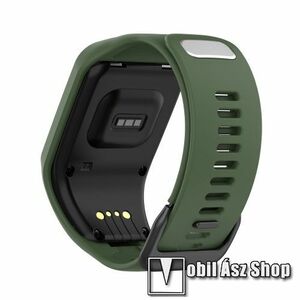 Okosóra szíj - szilikon - SÖTÉTZÖLD - 272mm hosszú - TomTom Spark / Spark 3 / Runner 3 / 2 / Adventurer / Golfer 2 kép