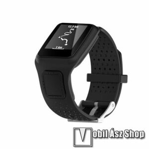 Okosóra szíj - FEKETE - szilikon, légáteresztő, sportoláshoz- TomTom Multi-sport Runner 1 kép