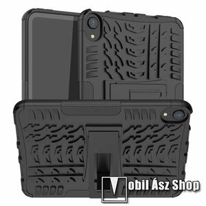 OTT! VROOM műanyag védő tok / hátlap - FEKETE - AUTÓGUMI MINTÁS - szilikon betétes, asztali tartó funkciós, ERŐS VÉDELEM! - Apple iPad mini 2024, 2021 kép