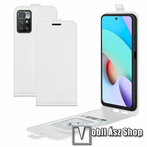 SLIM FLIP tok - FEHÉR - lefelé nyíló, rejtett mágneses záródás, szilikon belső, bankkártya tartó, előlapi hangszóró nyílás - Xiaomi Redmi 10 / Redmi 10 Prime / Redmi 10 (2022) kép