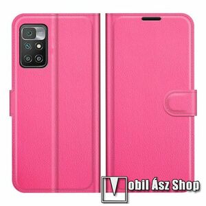 WALLET notesz tok / flip tok - MAGENTA - asztali tartó funkciós, oldalra nyíló, rejtett mágneses záródás, bankkártyatartó zseb, szilikon belső - Xiaomi Redmi 10 / Redmi 10 Prime / Redmi 10 (2022) kép