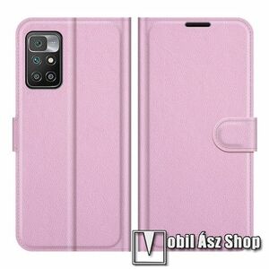 WALLET notesz tok / flip tok - RÓZSASZÍN - asztali tartó funkciós, oldalra nyíló, rejtett mágneses záródás, bankkártyatartó zseb, szilikon belső - Xiaomi Redmi 10 / Redmi 10 Prime / Redmi 10 (2022) kép