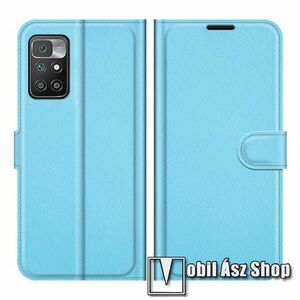 WALLET notesz tok / flip tok - VOLÁGOSKÉK - asztali tartó funkciós, oldalra nyíló, rejtett mágneses záródás, bankkártyatartó zseb, szilikon belső - Xiaomi Redmi 10 / Redmi 10 Prime / Redmi 10 (2022) kép