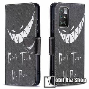 Notesz / mappa tok - Do Not Touch My Phone MINTÁS - oldalra nyíló, rejtett mágneses záródás, bankkártyatartó zseb, asztali tartó funkció, szilikon belső - Xiaomi Redmi 10 / Redmi 10 Prime / Redmi 10 (2022) kép
