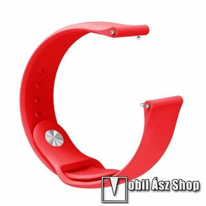 Okosóra szíj - szilikon - PIROS - 212mm hosszú, 20mm széles - SAMSUNG Galaxy Watch 42mm / Xiaomi Amazfit GTS / Gear S2 / HUAWEI Watch GT 2 42mm / Watch Active / Active 2 / Watch4 kép