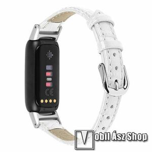 Okosóra szíj - FEHÉR - Krokodilbőr mintás, valódi bőr - 73mm + 109mm - Fitbit Luxe kép