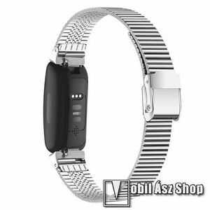 Fém okosóra szíj - EZÜST - rozsdamentes acél, csatos, 75mm + 101mm hosszú - Fitbit Inspire / Fitbit Inspire HR kép