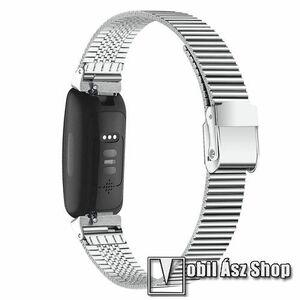 Fém okosóra szíj - EZÜST - rozsdamentes acél, csatos, 75mm + 101mm hosszú - Fitbit Inspire 2 kép