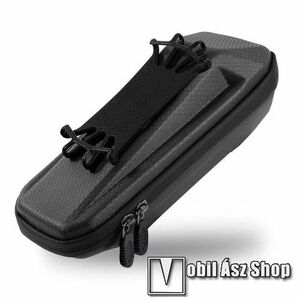 WEST BIKING UNIVERZÁLIS biciklis / kerékpáros tartó konzol mobiltelefon készülékekhez - szilikonos telefontartó, 360°-ban forgatható, 1.8L-es cseppálló védő tokos kialakítás, cipzár, vázra rögzíthető, EVA, hálós zseb, 250 x 100 x 90mm - FEKETE kép