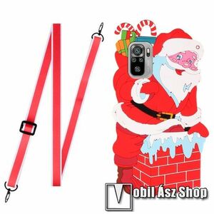 Szilikon védő tok / hátlap - 3D MIKULÁS MINTÁS - állítható vállpánttal - Xiaomi Redmi Note 10 / Note 10S / Poco M5s kép