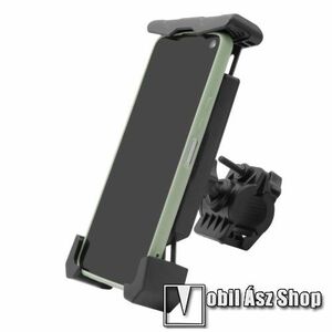 UNIVERZÁLIS biciklis / kerékpáros / motoros tartó konzol mobiltelefon készülékekhez - FEKETE - 360°-ban forgatható, szilikon csúszásgátló, 2-3cm átmérőjű kormányra alkalmas, 4.5-6.8"-os készülékekhez kép