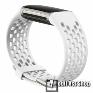 Okosóra szíj - szilikon, légáteresztő, sportoláshoz - FEHÉR - 93mm + 145mm hosszú - Fitbit Charge 5 / 6 kép