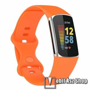 Okosóra szíj - szilikon, 103mm + 145mm hosszú - NARANCSSÁRGA - Fitbit Charge 5 / 6 kép