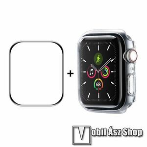 ENKAY okosóra Flexible Nano Glass rugalmas edzett üveg + ÁTLÁTSZÓ műanyag védő tok - 0.2mm, 9H, A teljes kijelzőt védi! - APPLE Watch Series 7 (41mm) / Series 8 (41mm) / Series 9 (41mm) - GYÁRI kép