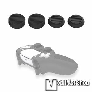Analóg kar védő szilikon kupak - 4db / készlet, 2 különböző magasságú, csúszásgátlós - SONY Playstation 5 (PS5) kontrollerekhez - FEKETE kép