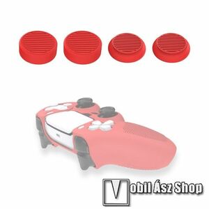 Analóg kar védő szilikon kupak - 4db / készlet, 2 különböző magasságú, csúszásgátlós - SONY Playstation 5 (PS5) kontrollerekhez - PIROS kép