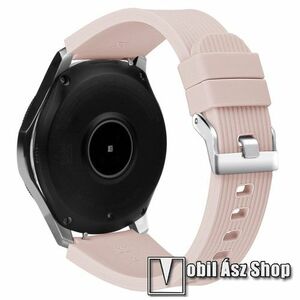 Okosóra szíj - szilikon - VILÁGOS RÓZSASZÍN - 102mm + 80mm hosszú, 22mm széles - SAMSUNG Galaxy Watch 46mm / Watch GT2 46mm / Watch GT 2e / Galaxy Watch3 45mm / Honor MagicWatch 2 46mm kép