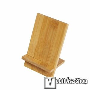 UNIVERZÁLIS asztali telefon tartó, állvány - bambuszfából készült, 2 részből áll, 140 x 80 x 70mm - BARNA kép