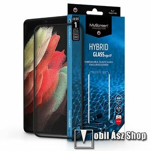 MYSCREEN HYBRIDGLASS Flexible 8H rugalmas edzett üveg képernyővédő fólia, 0, 15 mm vékony, A TELJES KIJELZŐT VÉDI! - FEKETE - SAMSUNG Galaxy S21 Ultra 5G (SM-G998B/SM-G998B/DS) - GYÁRI kép