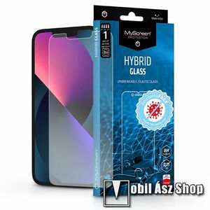 MYSCREEN HYBRIDGLASS BacteriaFREE flexibilis üvegfólia - 0, 15 mm vékony, 1db, törlőkendővel, 8H, antibakteriális, a képernyő sík részét védi - ÁTLÁTSZÓ - APPLE iPhone 13 Pro Max - GYÁRI kép