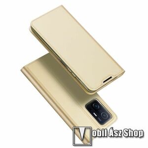 DUX DUCIS Skin Pro Series slim design notesz / mappa tok - ARANY - asztali tartó funkciós, oldalra nyíló, rejtett mágneses záródás, bankkártyatartó zseb, szilikon belső - Xiaomi 11T / 11T Pro - GYÁRI kép