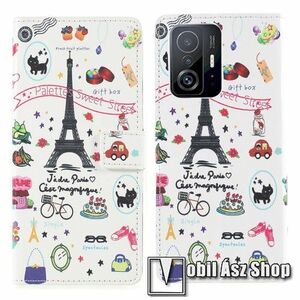 Notesz / mappa tok - EIFFEL TORONY MINTÁS - oldalra nyíló, rejtett mágneses záródás, bankkártyatartó zseb, asztali tartó funkció, szilikon belső - Xiaomi 11T / 11T Pro kép