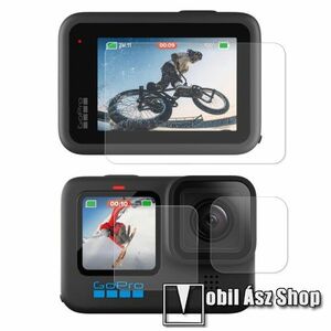 ENKAY kameralencse / képernyővédő karcálló edzett üveg - 1 szett / 3db, 0, 3 mm vékony, 9H, kijelzők és lencsevédő is! - GoPro Hero 11 / 10 / 9-hez - GYÁRI kép