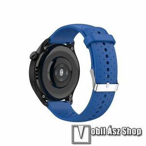 Okosóra szíj - légáteresztő, sportoláshoz, szilikon, 130mm + 92mm hosszú, 22mm széles - KÉK - SAMSUNG Galaxy Watch 46mm / Watch GT2 46mm / Watch GT 2e / Galaxy Watch3 45mm / Honor MagicWatch 2 46mm kép