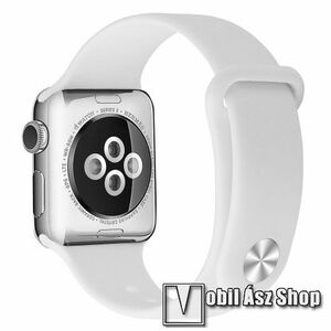Okosóra szíj - FEHÉR - szilikon, 125mm + 109mm hosszú - Apple Watch Series 1/2/3 42mm / 4/5/6/SE 44mm / 7/8 45mm / Ultra 49mm kép