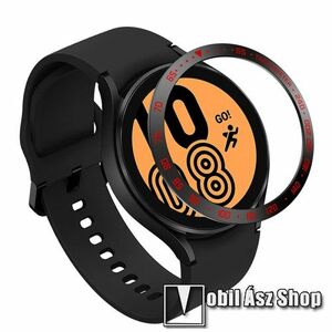 Okosóra lünetta védő rozsdamentes acélból - a másodpercmutató segítségével a tachymeter skáláról leolvashatod az óránkénti átlagsebességet - FEKETE / PIROS - SAMSUNG Galaxy Watch4 44mm (SM-R870) kép