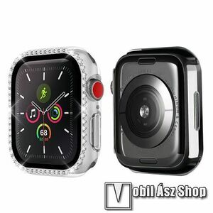 Okosóra műanyag védő tok / keret - ÁTLÁTSZÓ - Strassz kővel díszített - APPLE Watch Series 7 (45mm) / Series 8 (45mm) / Series 9 (45mm) kép