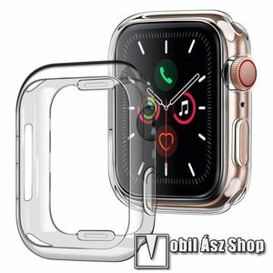 Okosóra szilikon védő tok / keret - ÁTLÁTSZÓ - Szilikon előlapvédő is! - APPLE Watch Series 7 (45mm) / Series 8 (45mm) / Series 9 (45mm) kép