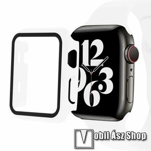 Okosóra szilikon szíj és műanyag védő keret - 208mm hosszú, 9H edzett üveg előlap védő is! - FEHÉR - APPLE Watch Series 7 (41mm) / Series 8 (41mm) / Series 9 (41mm) kép