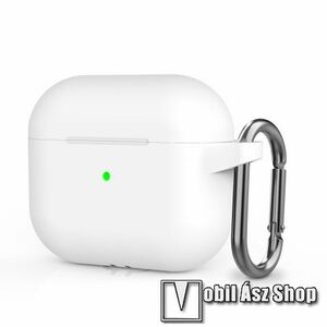 Szilikon védő tok Apple AirPods 3 MME73ZM/A - karabiner, töltőnyílás - FEHÉR kép