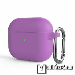 Szilikon védő tok Apple AirPods 3-hoz - karabiner, töltőnyílás - LILA kép