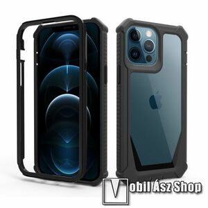 OTT! FULL DEFENDER műanyag védő tok / átlátszó hátlap - FEKETE - két rétegből áll, szilikon belső, erősített sarkok, ERŐS VÉDELEM! - APPLE iPhone 13 Pro Max kép