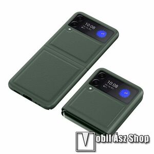 Műanyag védőtok / hátlap - ZÖLD - PU bőrrel bevont hátlap - SAMSUNG Galaxy Z Flip3 5G kép