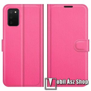 WALLET notesz tok / flip tok - MAGENTA - asztali tartó funkciós, oldalra nyíló, rejtett mágneses záródás, bankkártyatartó zseb, szilikon belső - SAMSUNG Galaxy A03s (SM-A037F) kép