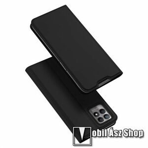 DUX DUCIS Skin Pro Series slim design notesz / mappa tok - FEKETE - asztali tartó funkciós, oldalra nyíló, rejtett mágneses záródás, bankkártyatartó zseb, szilikon belső - Realme 8i - GYÁRI kép