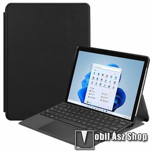 Notesz tok / mappa tok - FEKETE - asztali tartó funkciós, oldalra nyíló, műanyag belső - MICROSOFT Surface Pro 8 kép