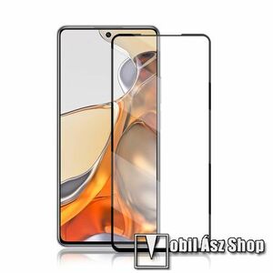 AMORUS előlap védő karcálló edzett üveg, TELJES KIJELZŐT VÉDI! - FEKETE - 9H, A teljes felületén tapad! - Xiaomi 11T / 11T Pro - GYÁRI kép