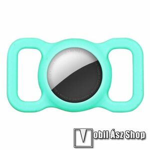 Szilikon védő tok Apple AirTag-hez - pórázra, nyakörvre, hámra rögzíthető, kisállatok számára - MENTAZÖLD kép