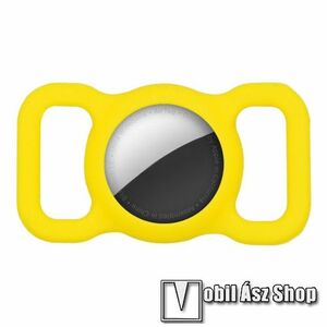 Szilikon védő tok Apple AirTag-hez - pórázra, nyakörvre, hámra rögzíthető, kisállatok számára - CITROMSÁRGA kép