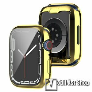 Okosóra szilikon védő tok / keret - GALVANIZÁLT ARANY - Szilikon előlapvédő is! - APPLE Watch Series 7 (41mm) / Series 8 (41mm) / Series 9 (41mm) kép