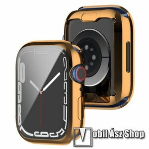 Okosóra szilikon védő tok / keret - GALVANIZÁLT ROSE GOLD - Szilikon előlapvédő is! - APPLE Watch Series 7 (41mm) / Series 8 (41mm) / Series 9 (41mm) kép