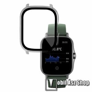 Okosóra műanyag védő tok / keret - ÁTLÁTSZÓ - 9H edzett üveg előlap védő is! - Xiaomi Amazfit GTS 2e / GTS 2 kép
