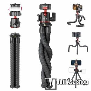 ULANZI MT-45 UNIVERZÁLIS Octopus Gorillapod TRIPOD állvány - csúszásgátló, 1kg teherbírás, gyorskioldós, 360 fokban forgatható, flexibilis lábakkal, univerzális 1/4"-os csatlakozók - FEKETE kép